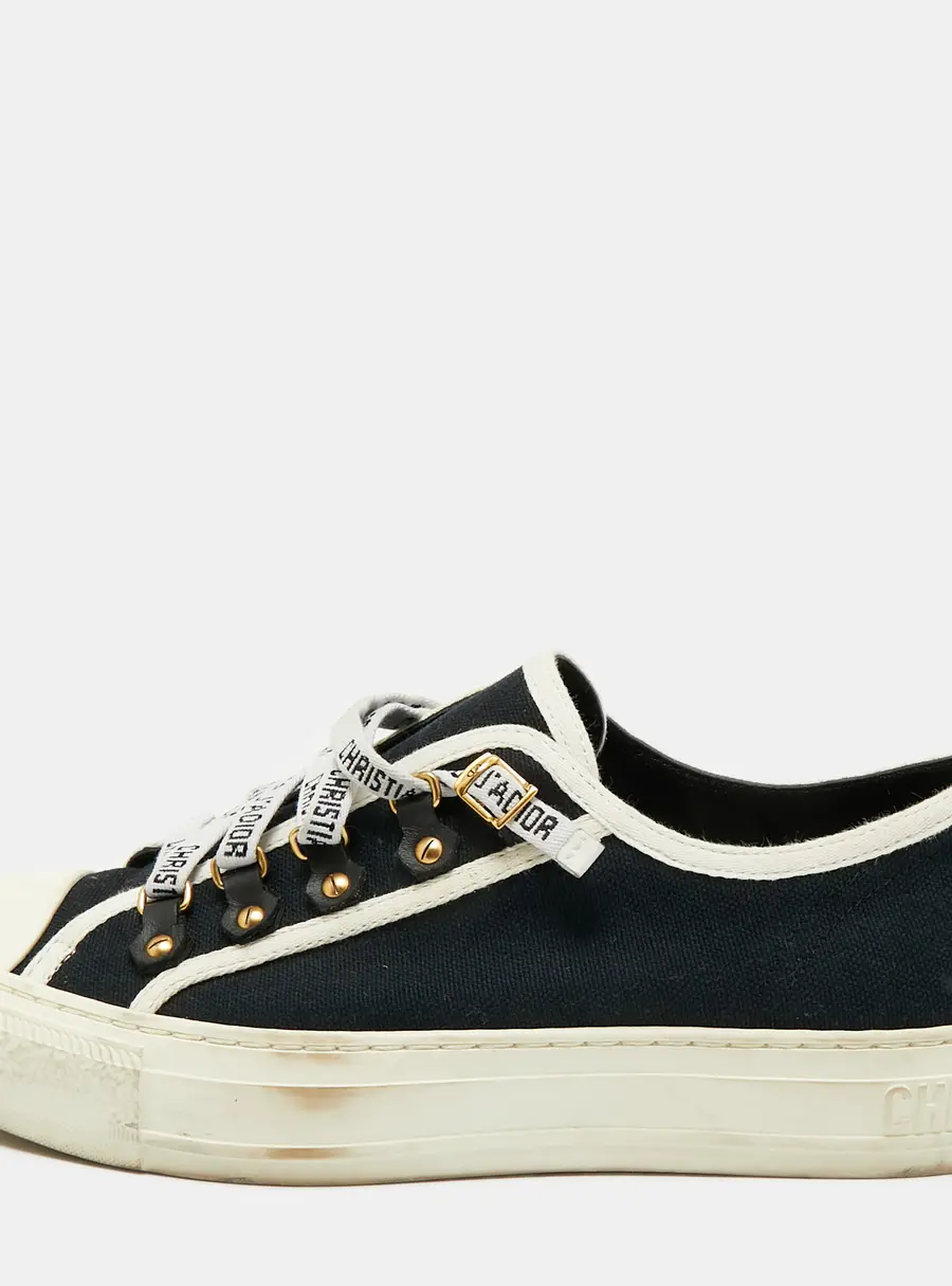 Dior Walk'n'Dior Size 38 Navy Blue Canvas Low Top Sneakers