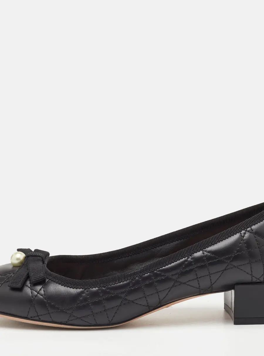 Dior Size 37.5 Black Cannage Quilted Leather Pumps
