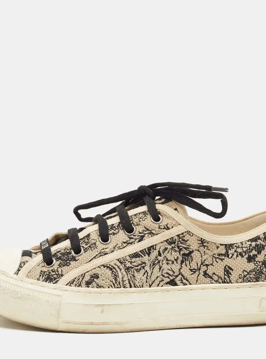 Dior Walk'n'Dior Size 38.5 Navy Black/Beige Jacquard Low Top Sneakers