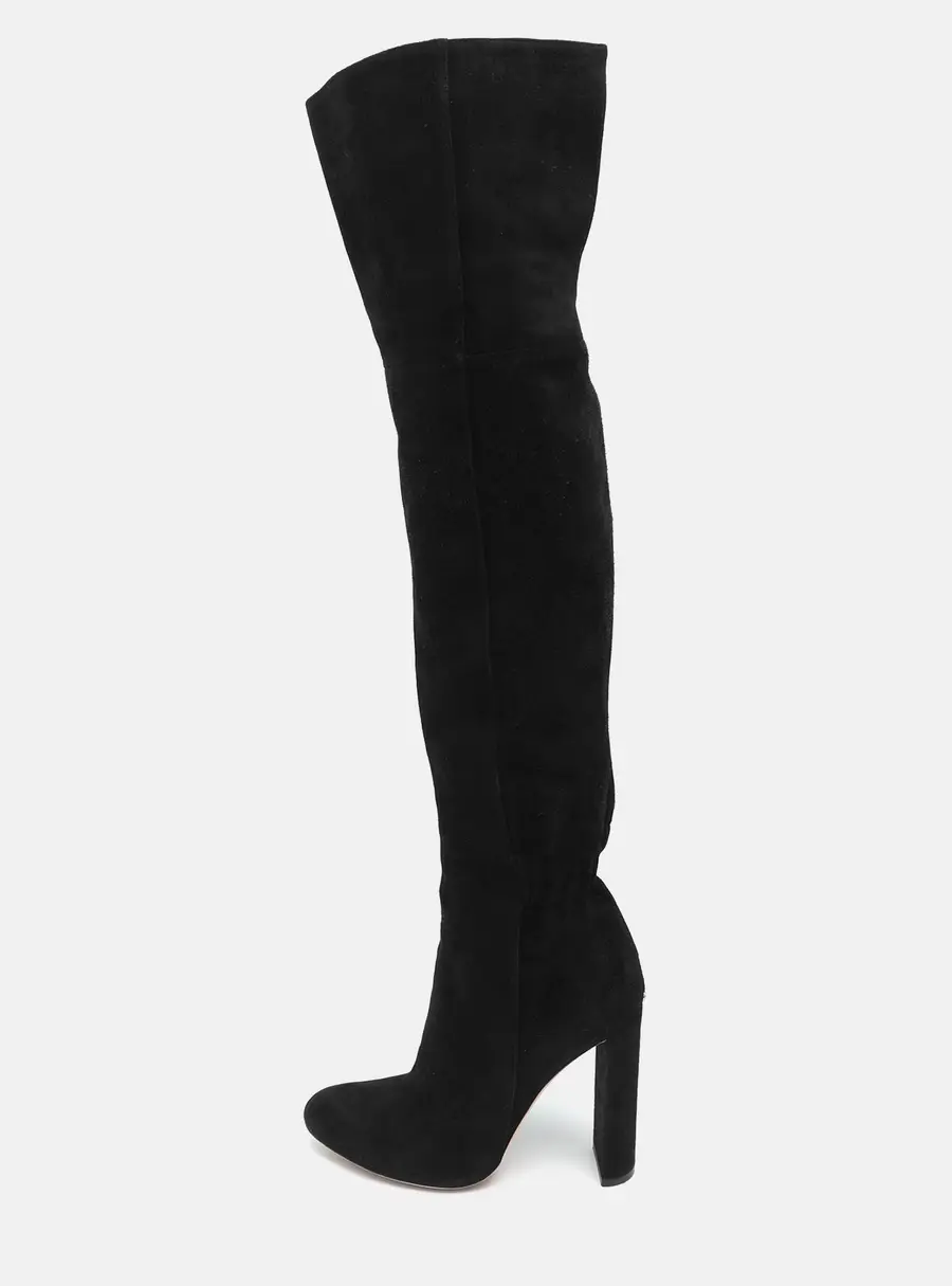 Dior Size 36.5 Black Suede Over The Knee Boots