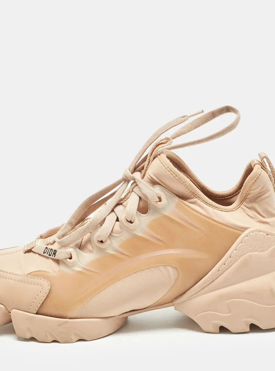 Dior D-Connect Size 37.5 Beige/Transparent Neoprene and PVC Low Top Sneakers