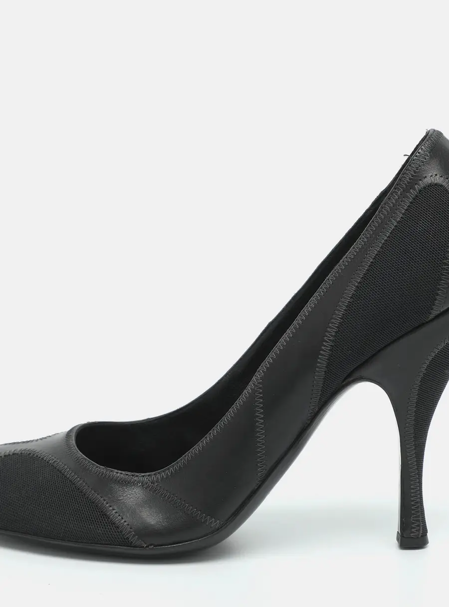 Dior Size 38 Black Canvas and Leather Pumps