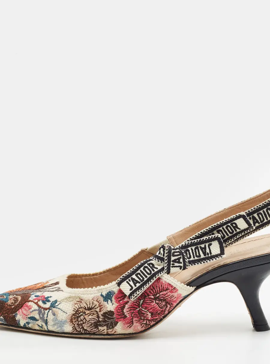 Dior J'Adior Size 41 Multicolor Brocade Fabric Slingback Pumps