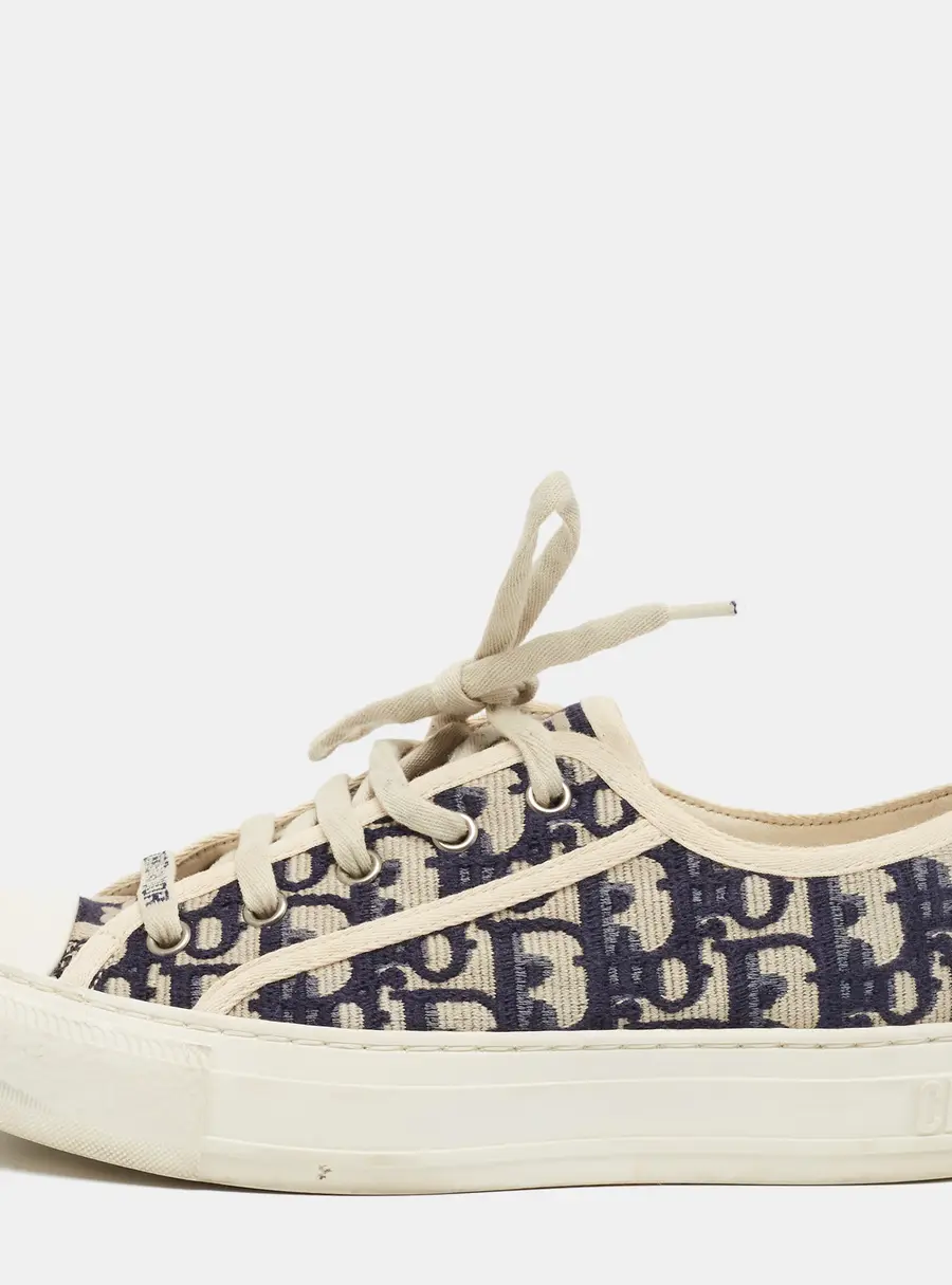 Dior Walk'n'Dior Size 36.5 Navy Blue/Beige Oblique Jacquard Low Top Sneakers