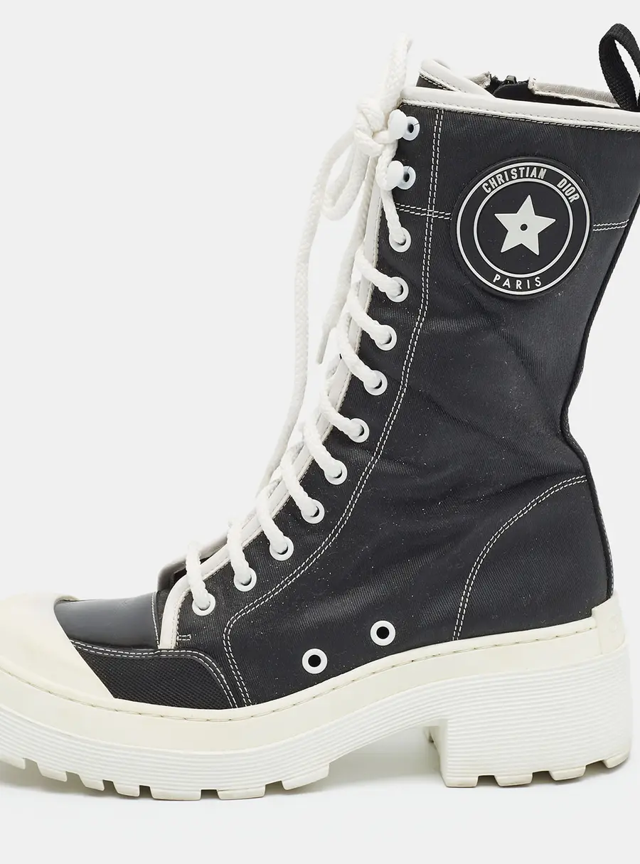 Dior Dior D-Rise Boot Size 38 Black Canvas and Leather Combat Boots