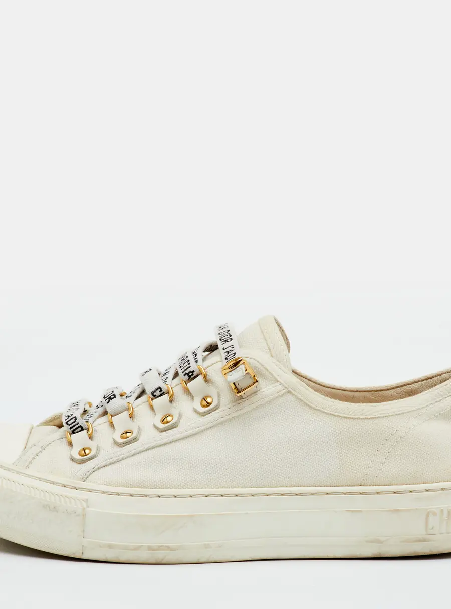 Dior Walk'n'Dior Size 38.5 Off White Canvas Low Top Sneakers