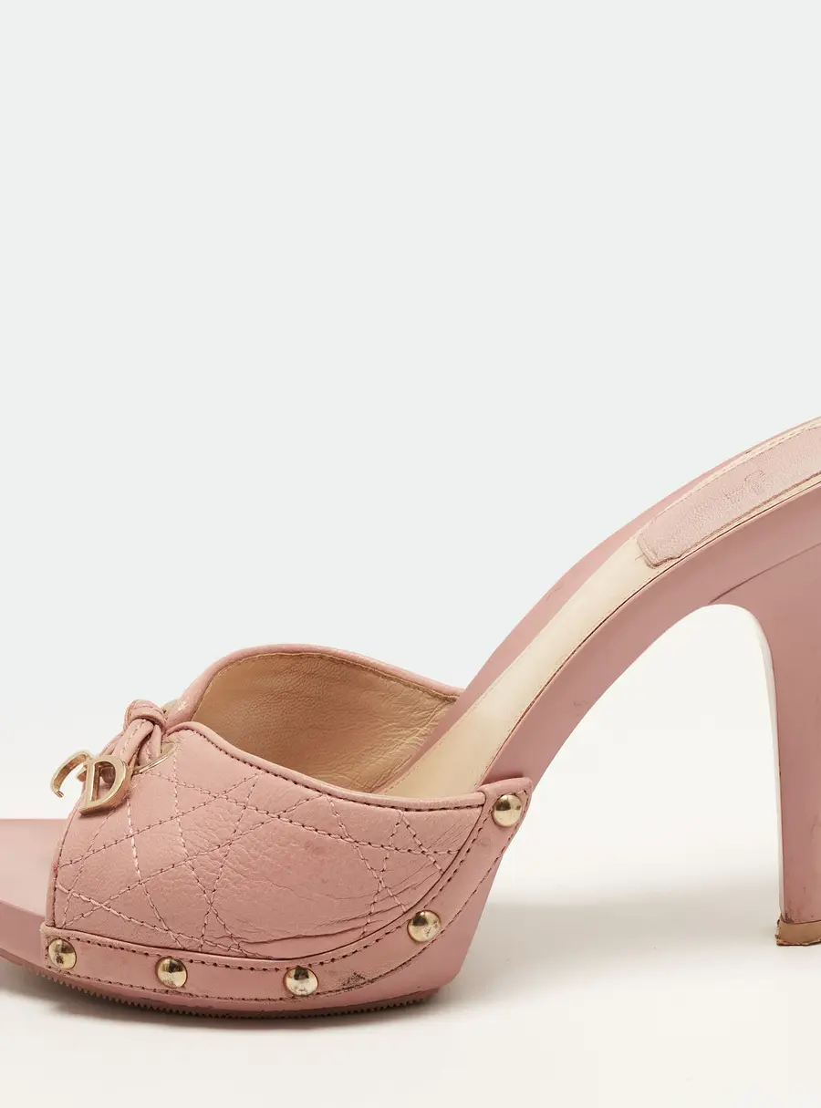 Dior Idyll Size 37.5 Pink Quilted Leather Slide Sandals