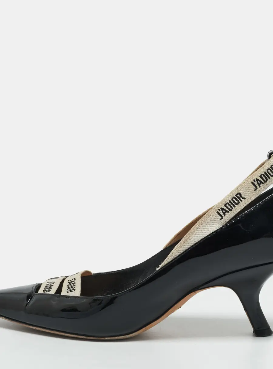 Dior J'Adior Size 37.5 Black Patent Leather Pumps