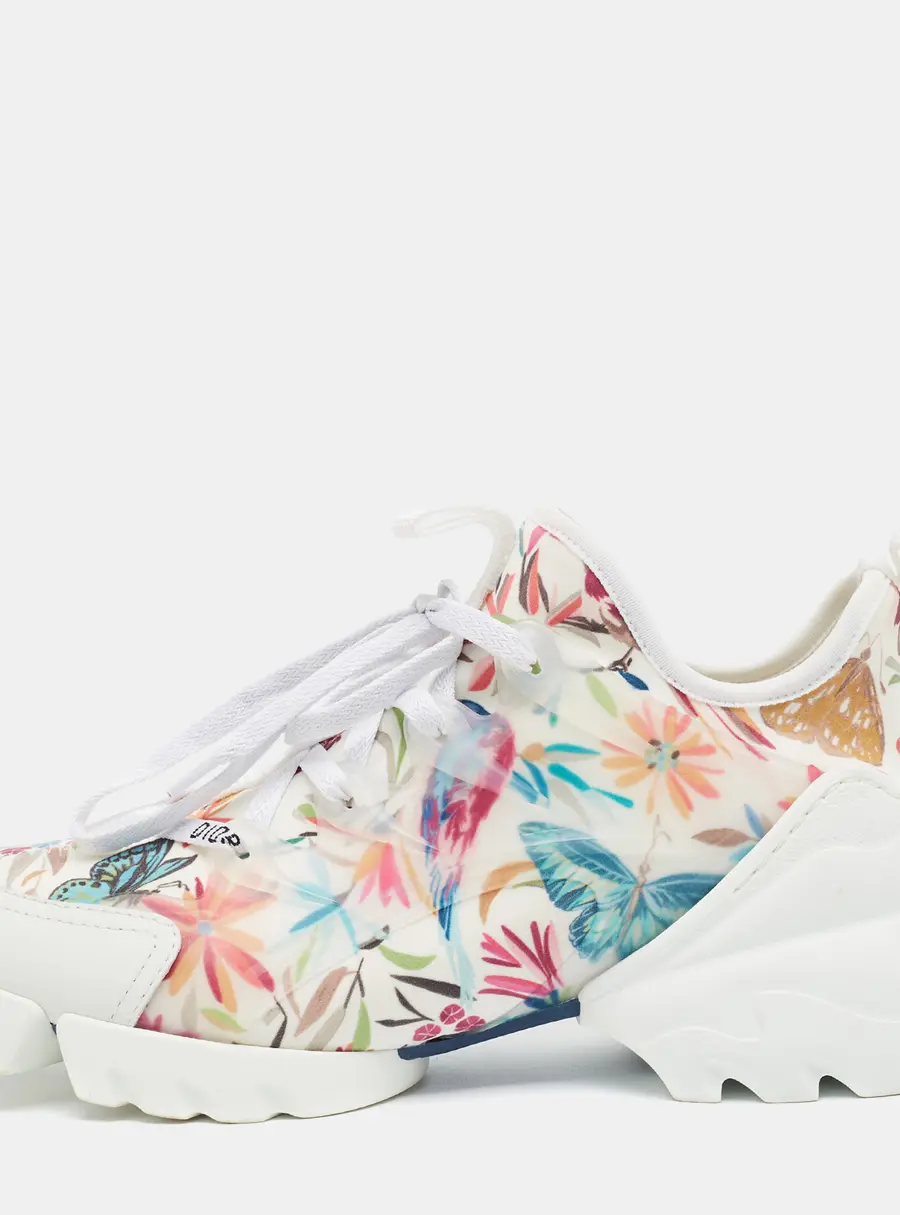 Dior D-Connect Size 36.5 Multicolor Printed Neoprene and PVC Lace Up Sneakers
