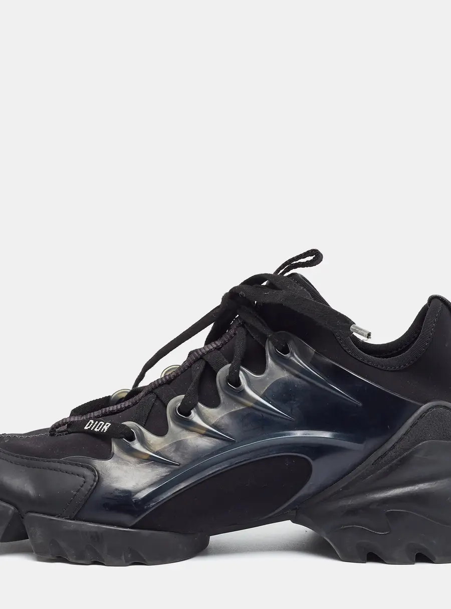 Dior D-Connect Size 38 Black Neoprene and Rubber Low Top Sneakers
