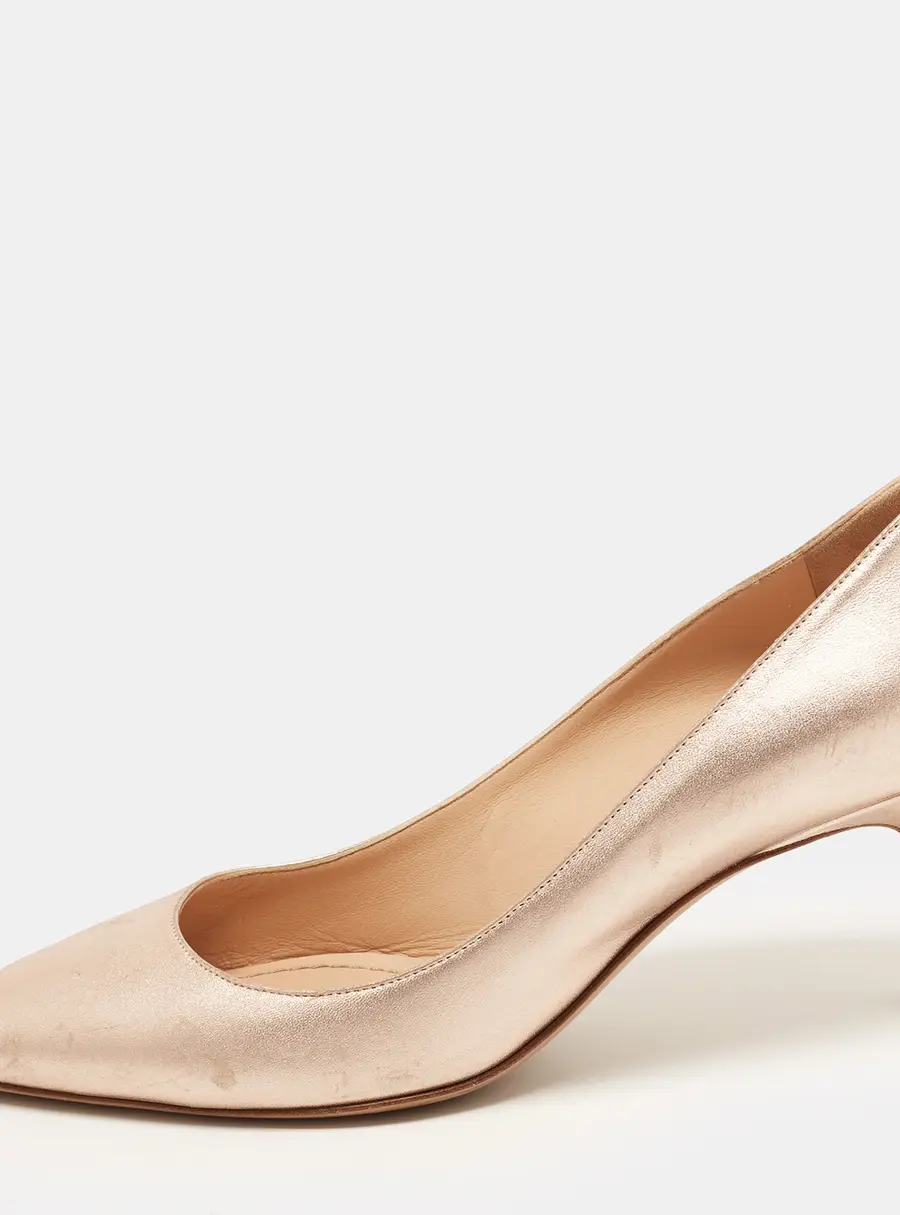 Dior Cherie Size 39.5 Metallic Leather Pointed Toe Pumps