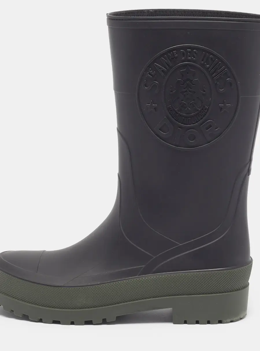 Dior Doirunion Size 37 Black/Green Rubber Rain Boots