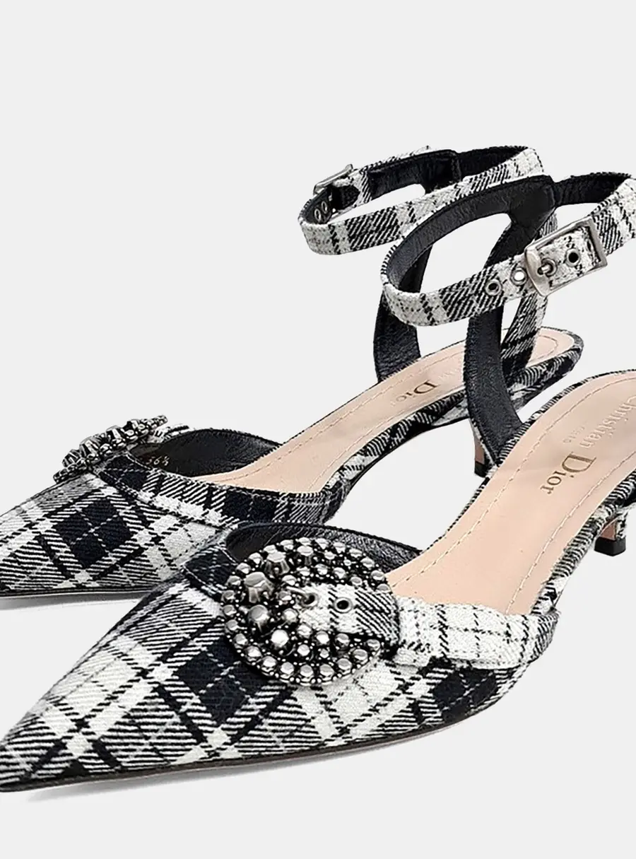 Christian Dior Tartan Slingback Pumps