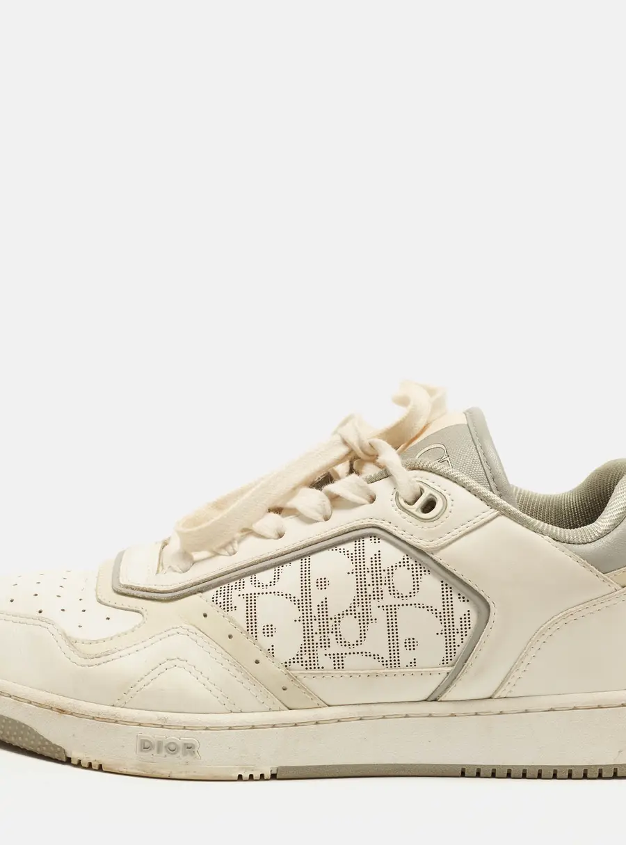 Dior B27 Size 40 White/Grey Oblique Leather Low Top Sneakers