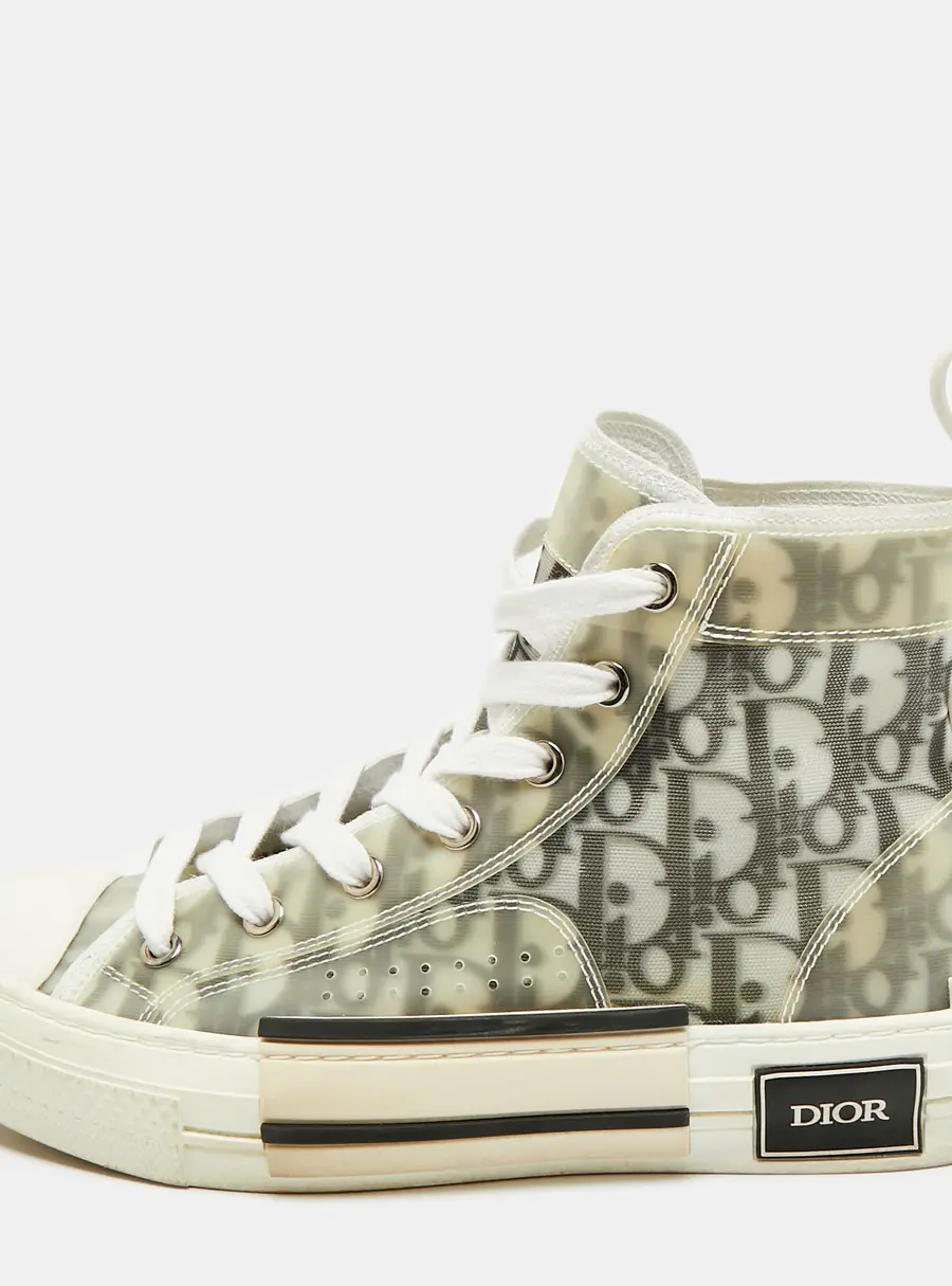 Dior B23 Size 38 Transparent/Grey Oblique Mesh and PVC High Top Sneakers