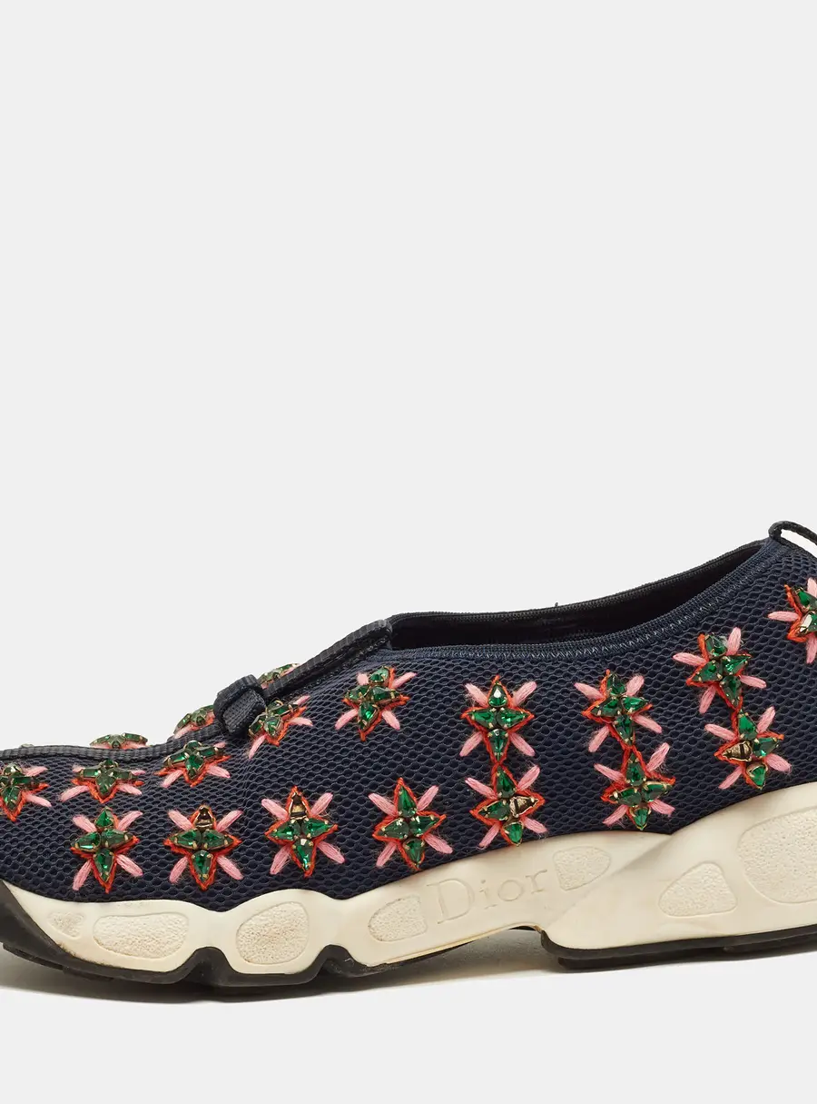 Dior Fusion Size 37 Navy Blue Mesh Slip On Sneakers