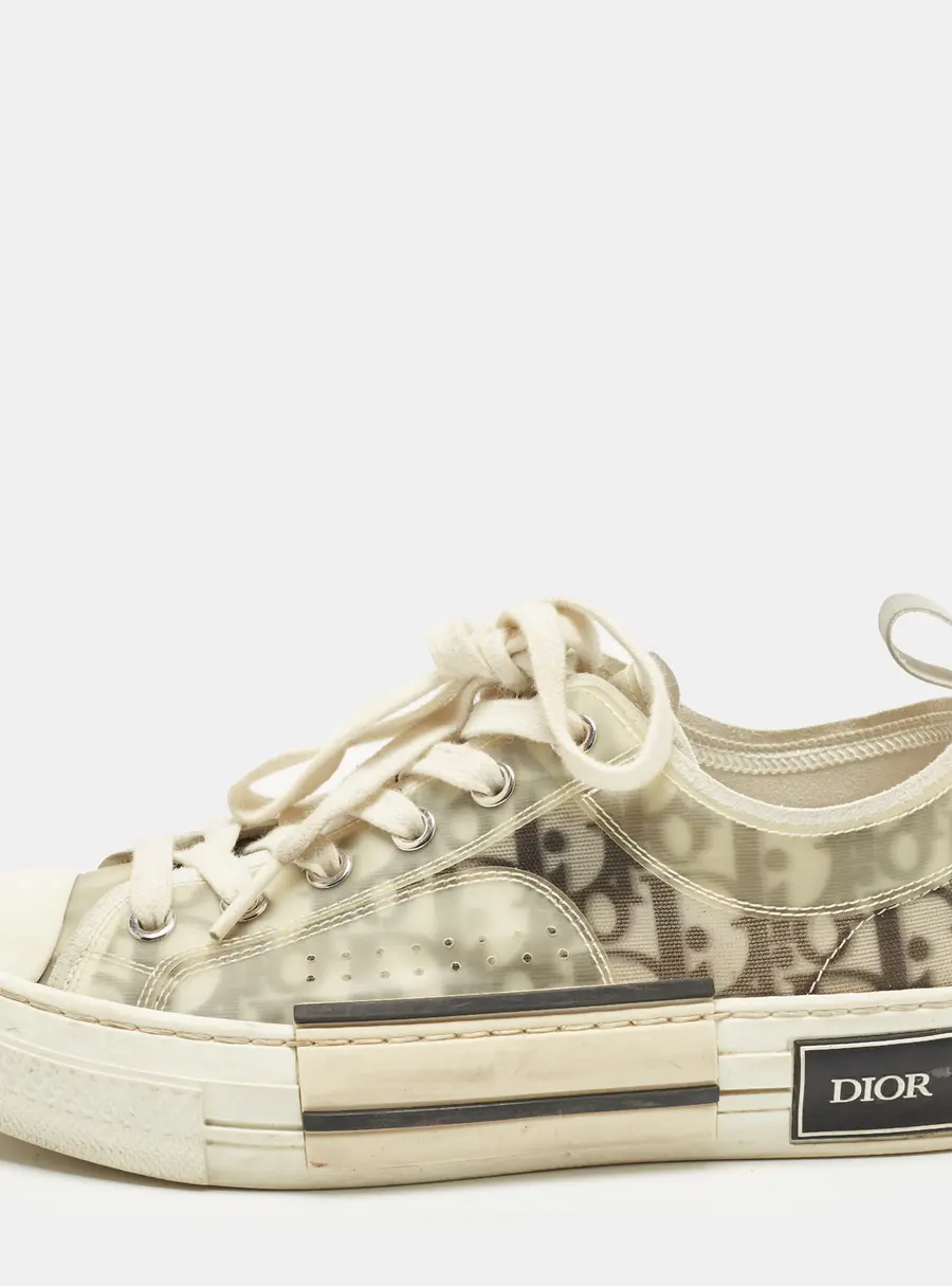 Dior B23 Size 37.5 Grey Mesh and Rubber Lace Up Sneakers