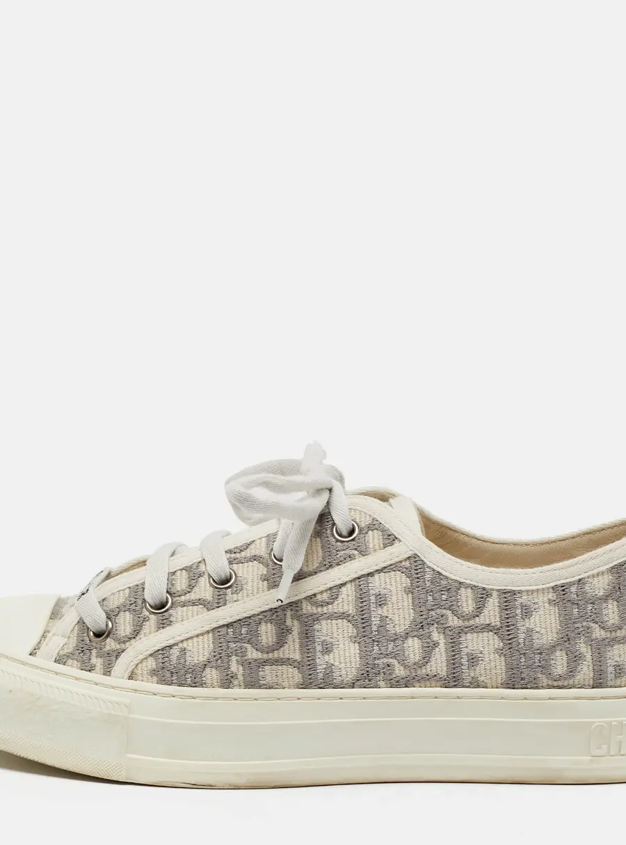 Dior Walk'n'Dior Size 38.5 Grey/White Oblique Canvas Low Top Sneakers
