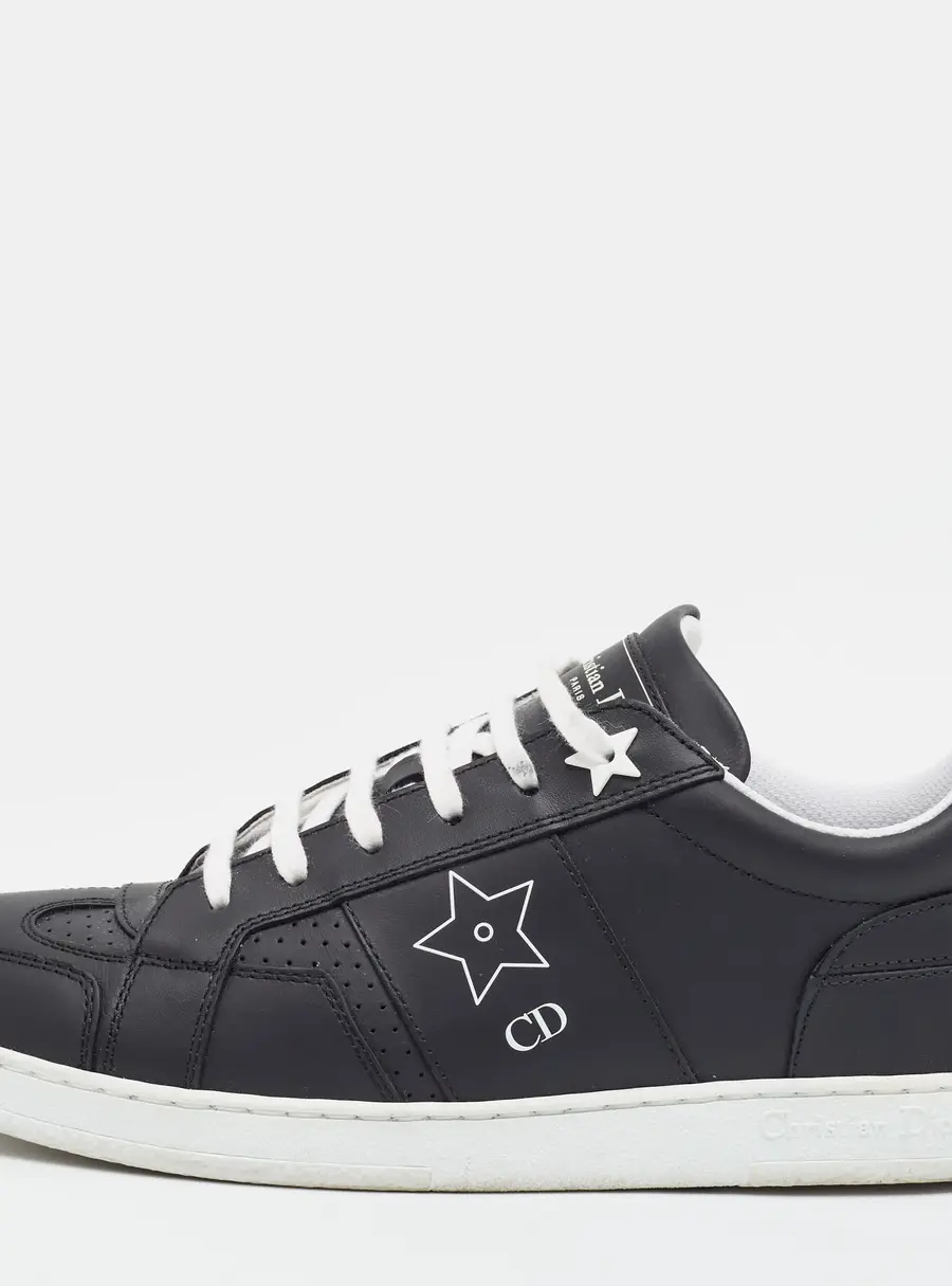 Dior D-star Size 38.5 Black Leather Lace Up Sneakers