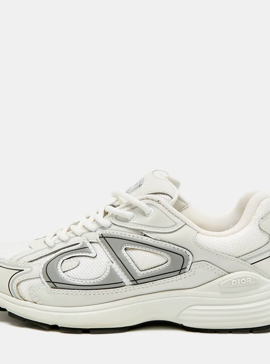Dior B30 Countdown Size 41 White/Grey Leather and Mesh Lace Up Sneakers