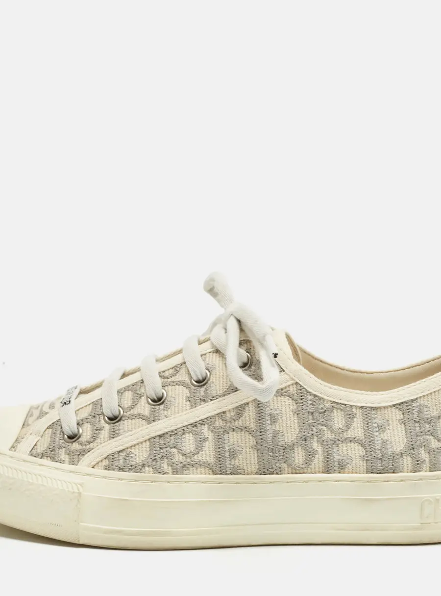 Dior Walk'n'Dior Size 37 Grey/Cream Oblique Jacquard Low Top Sneakers