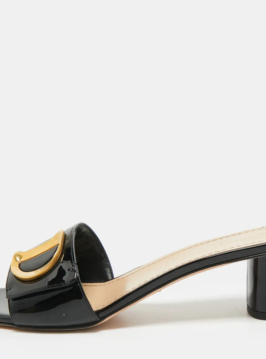 Dior C'est Dior Size 40.5 Black Patent Leather Slide Sandals