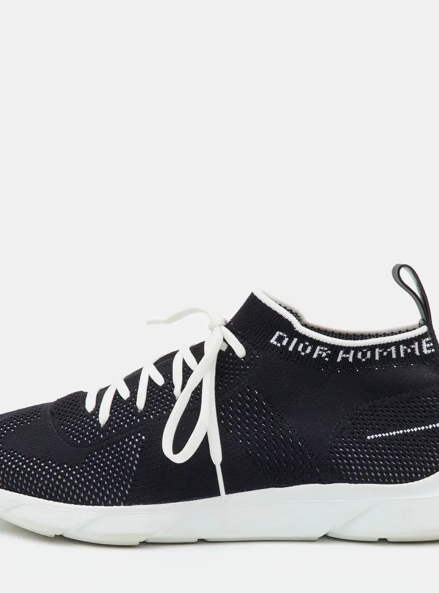 Dior B21 Size 41 Black/White Technical Knit Fabric Low Top Sneakers