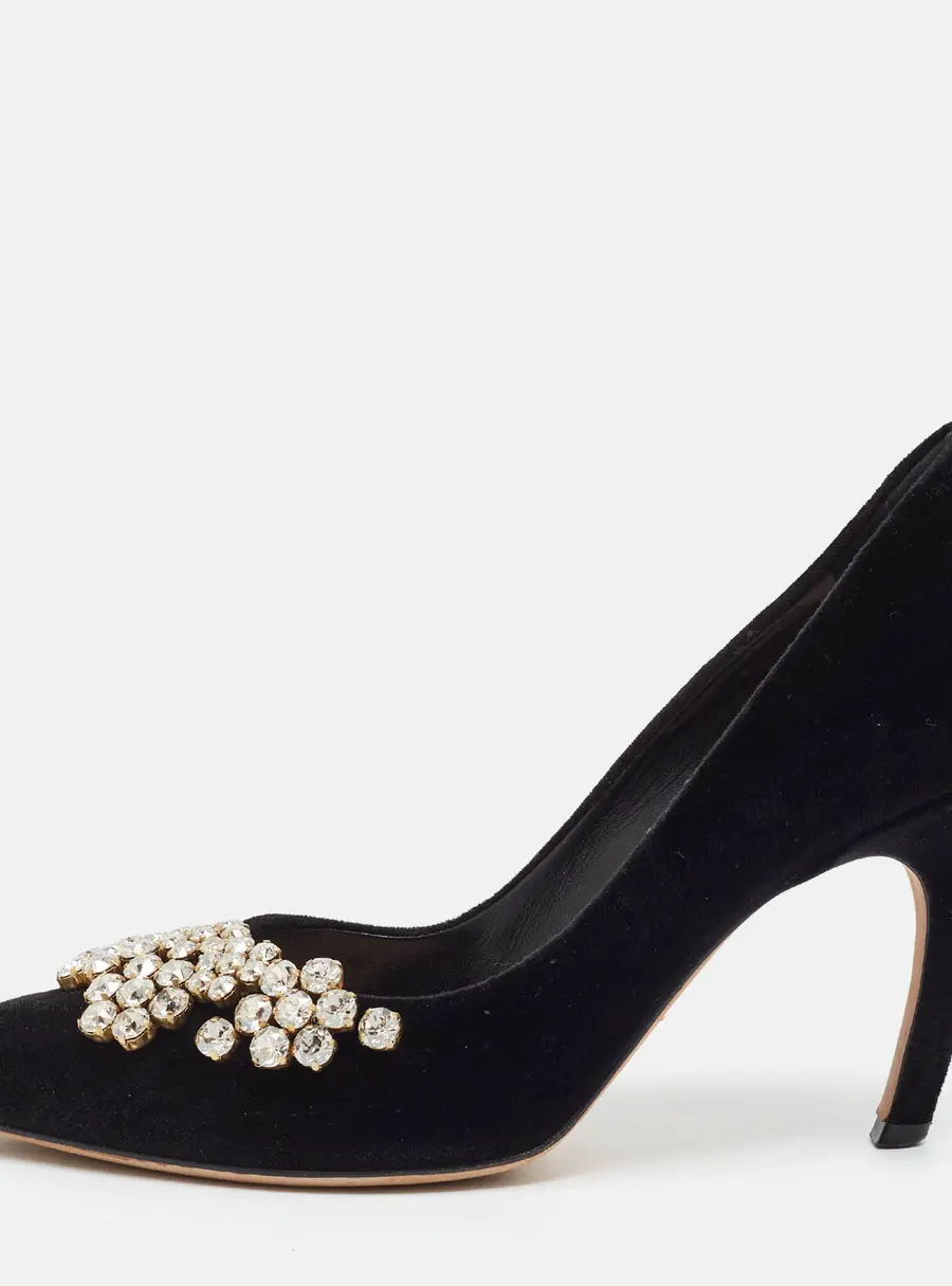 Dior Surreal D Size 39 Black Velvet Crystal Embellished Pumps