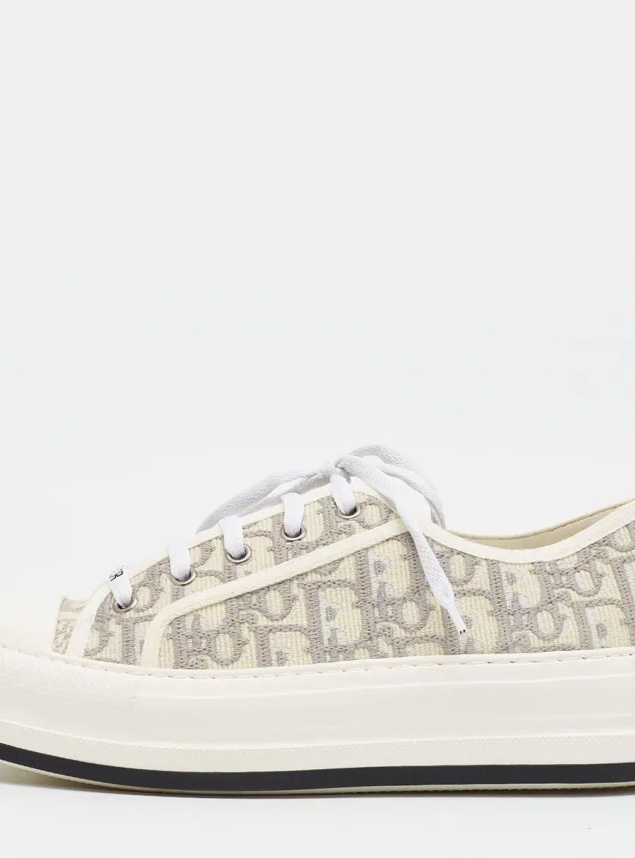 Dior Walk'n'Dior Size 39 Beige/Grey Oblique Jacquard Lace Up Sneakers
