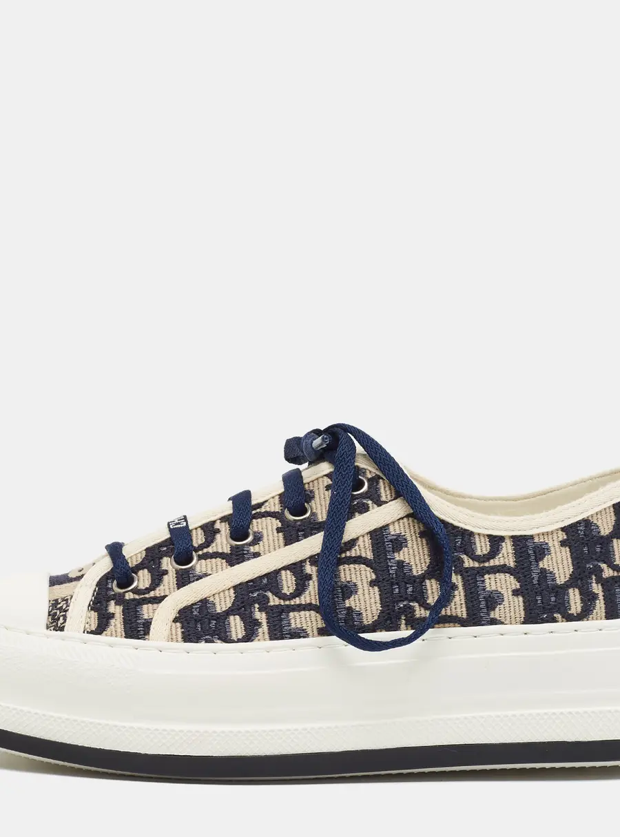 Dior Walk'n'Dior Size 37 Navy Blue/Beige Jacquard Low Top Sneakers