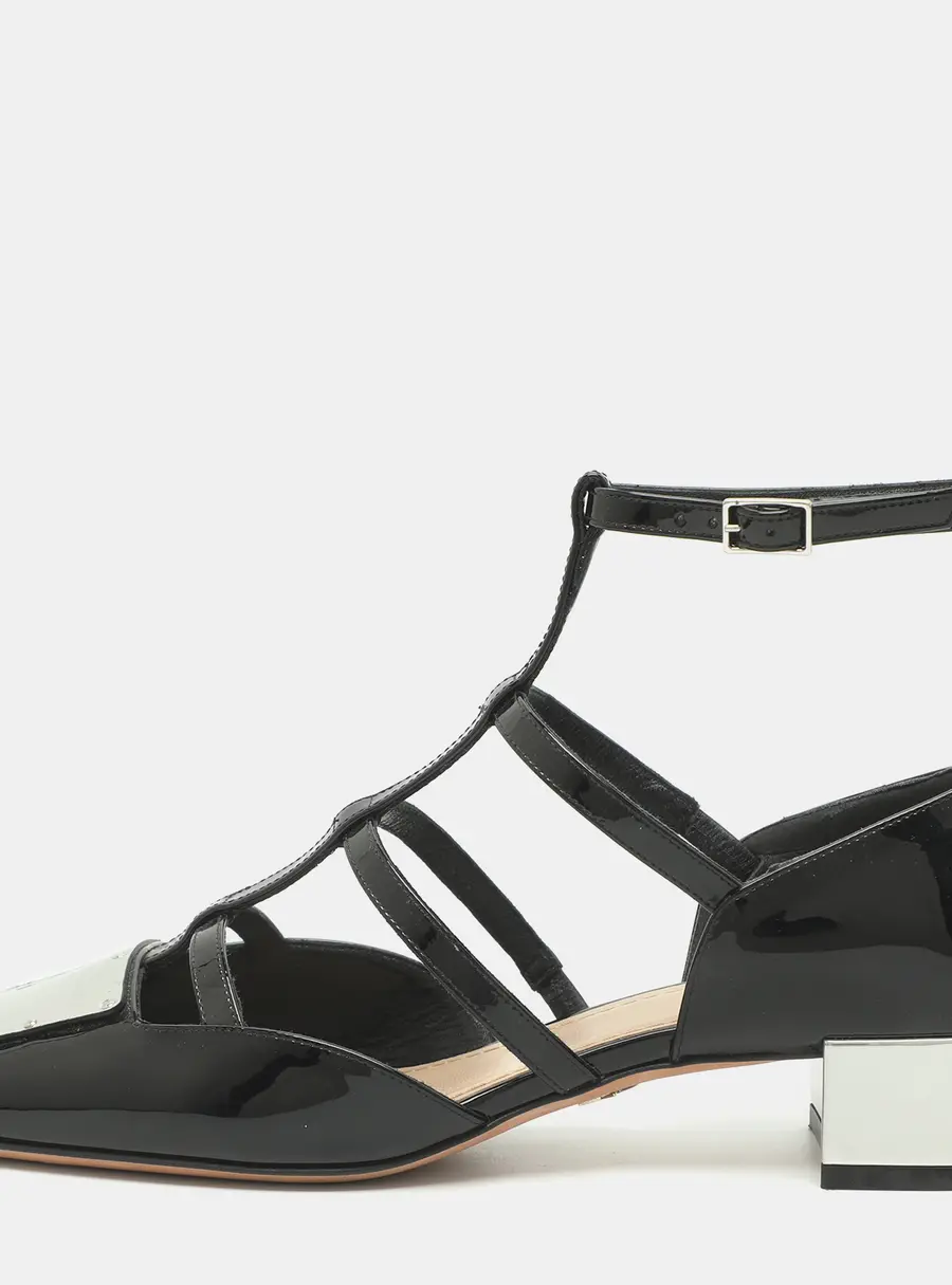 Dior La Parisienne Size 37 Black Patent Leather Gladiator Sandals