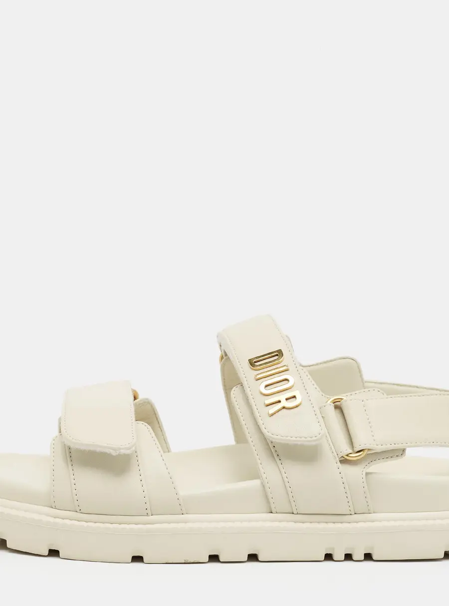 Dior Dioract Size 37 Cream Leather Ankle Strap Sandals