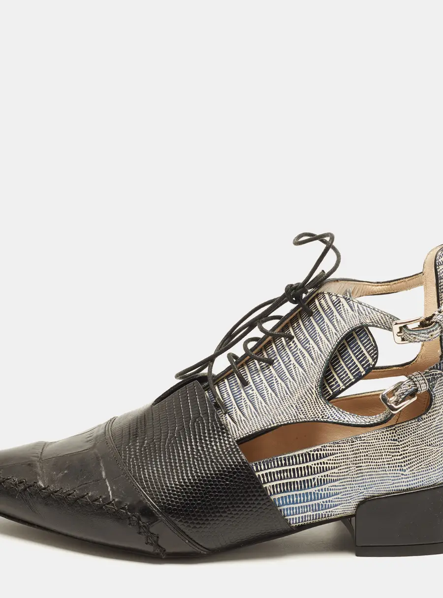 Dior Nomade Size 38 Tricolor Croc Embossed Leather and Lizard Embossed Leather Booties