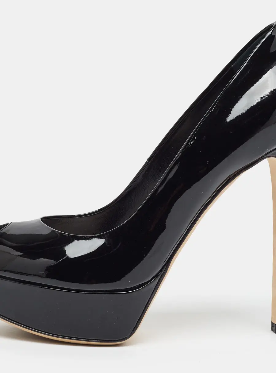 Dior Miss Dior Size 39 Black Patent Leather Peep Toe Pumps