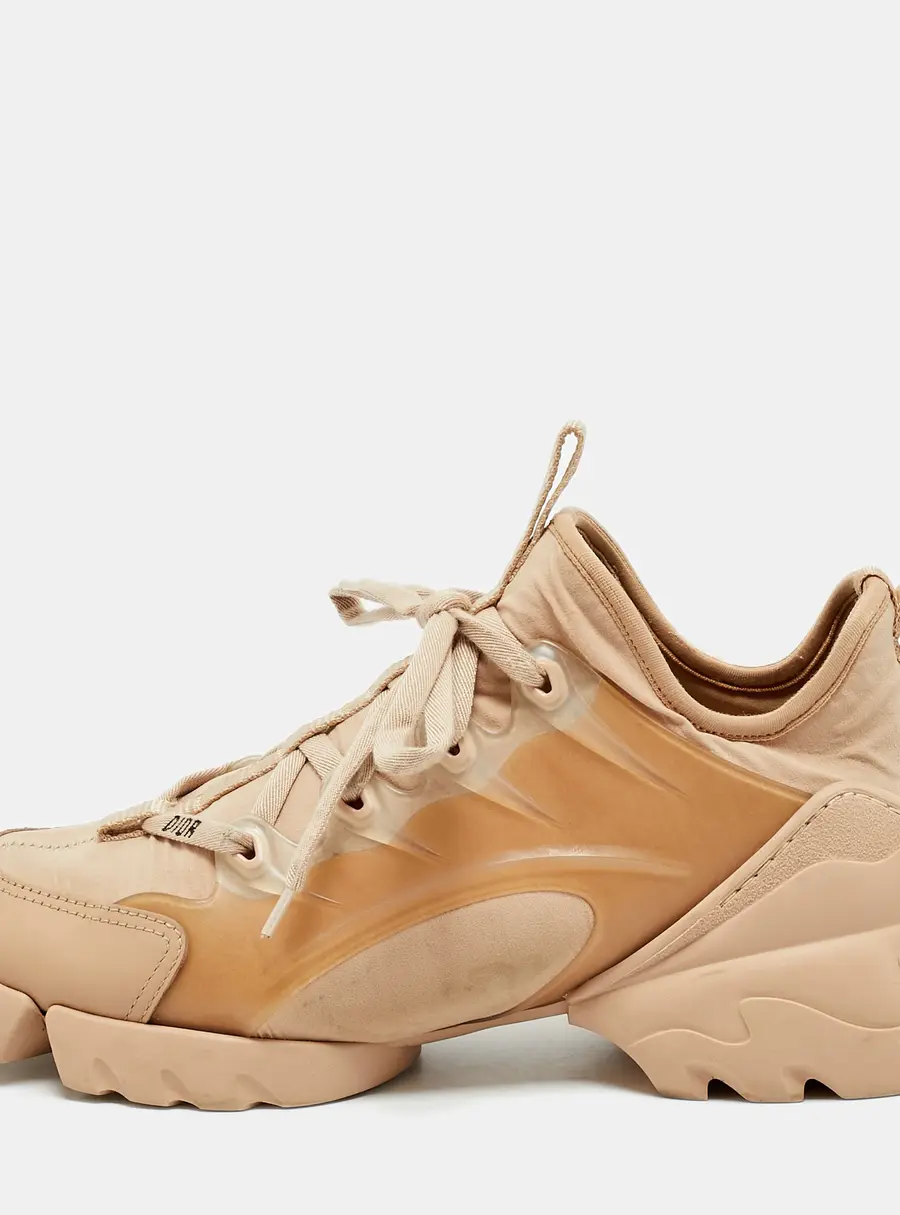 Dior D-Connect Size 39 Beige Neoprene and Rubber Low Top Sneakers