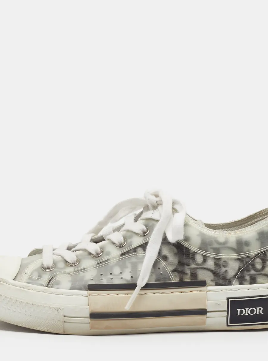 Dior Walk'n'Dior Size 39 Grey /White PVC And Mesh Lace Up Sneakers