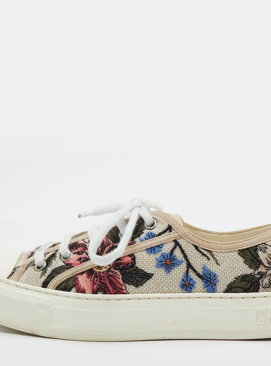 Dior Walk'n'Dior Size 36 Multicolor Floral Embroidered Canvas Low Top Sneakers