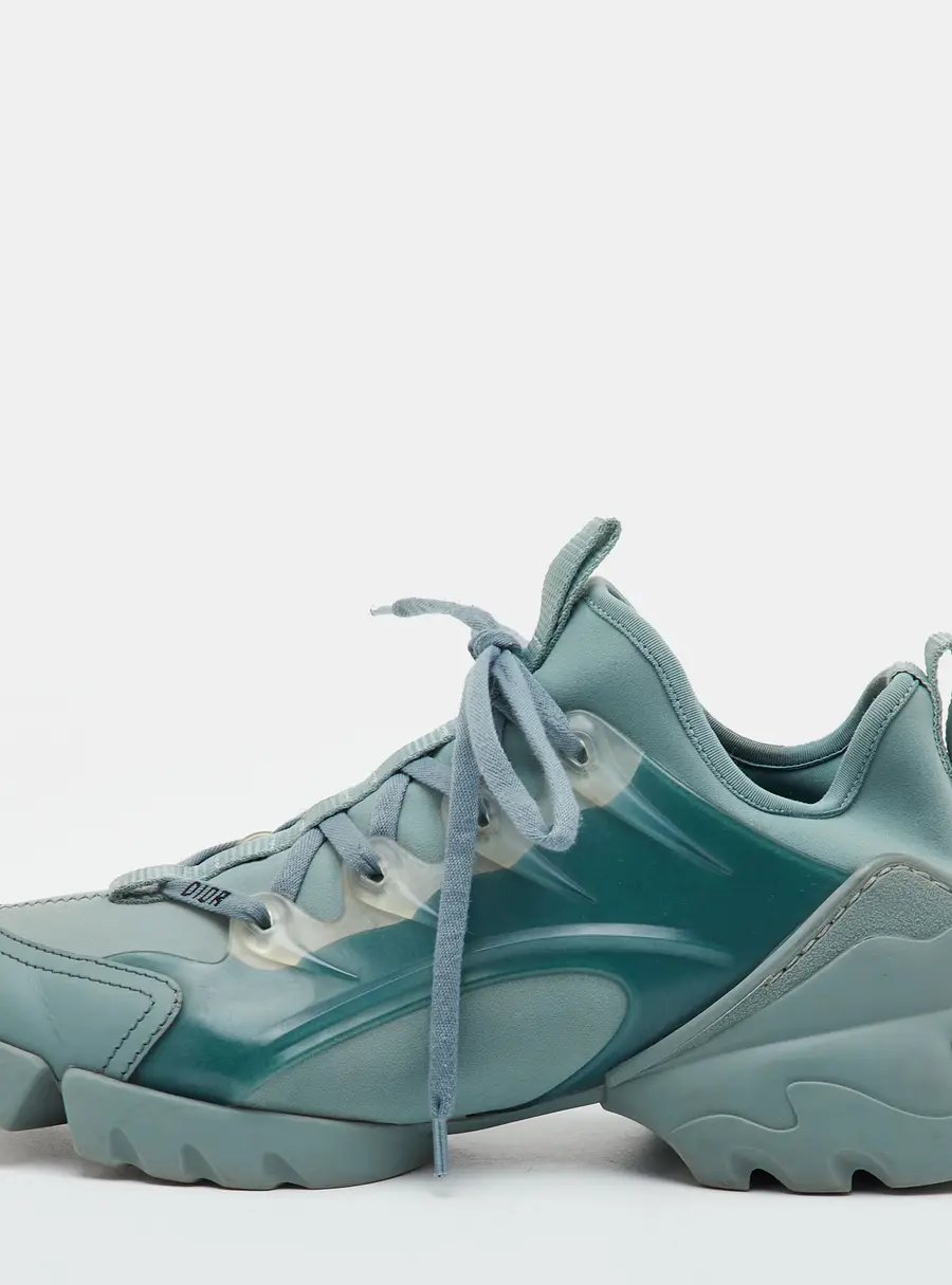 Dior D-Connect Size 38 Mint Green Neoprene and Rubber Low Top Sneakers