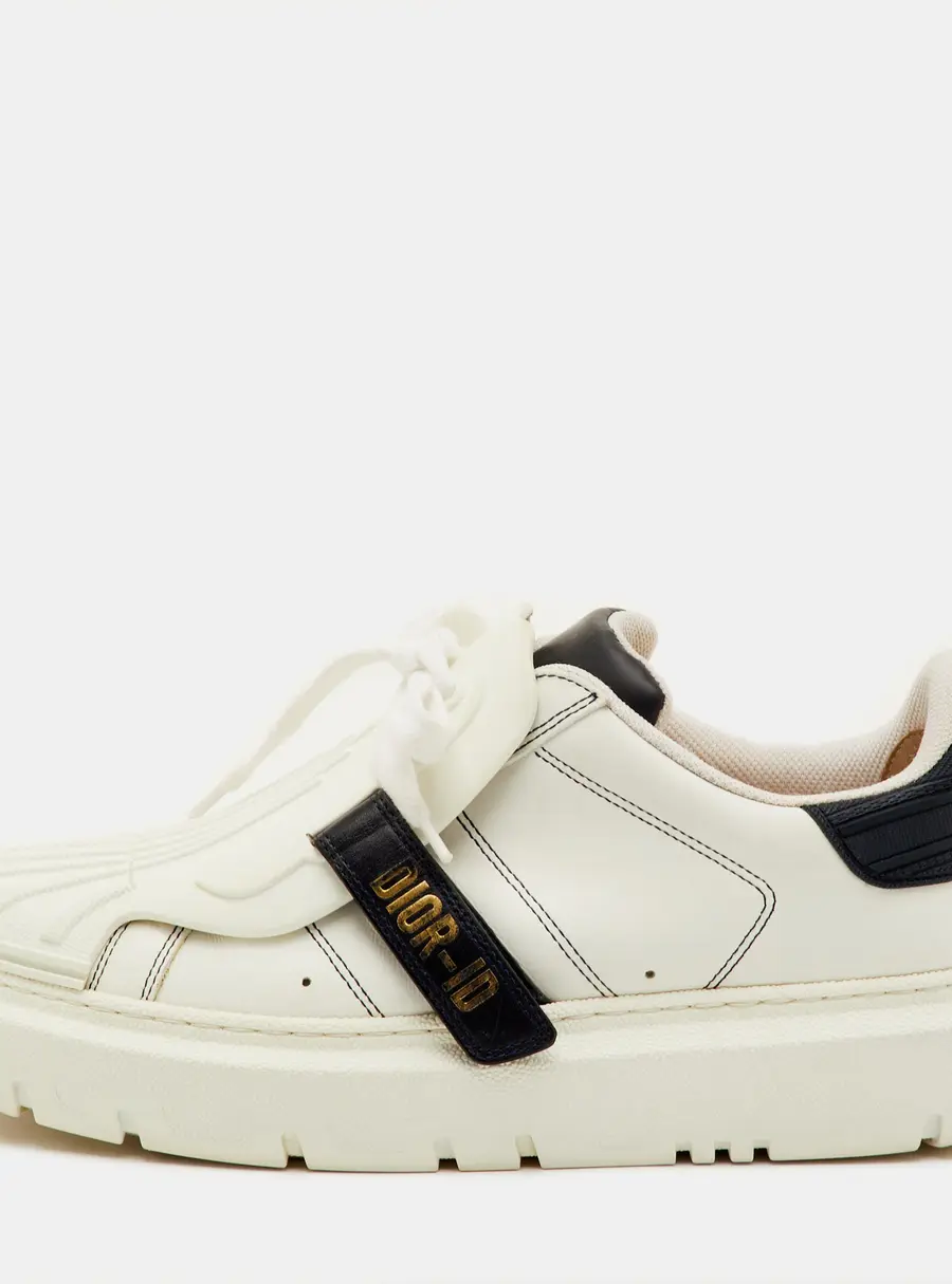 Dior ID Size 39.5 White/Navy Blue Leather and Rubber Lace Up Sneakers