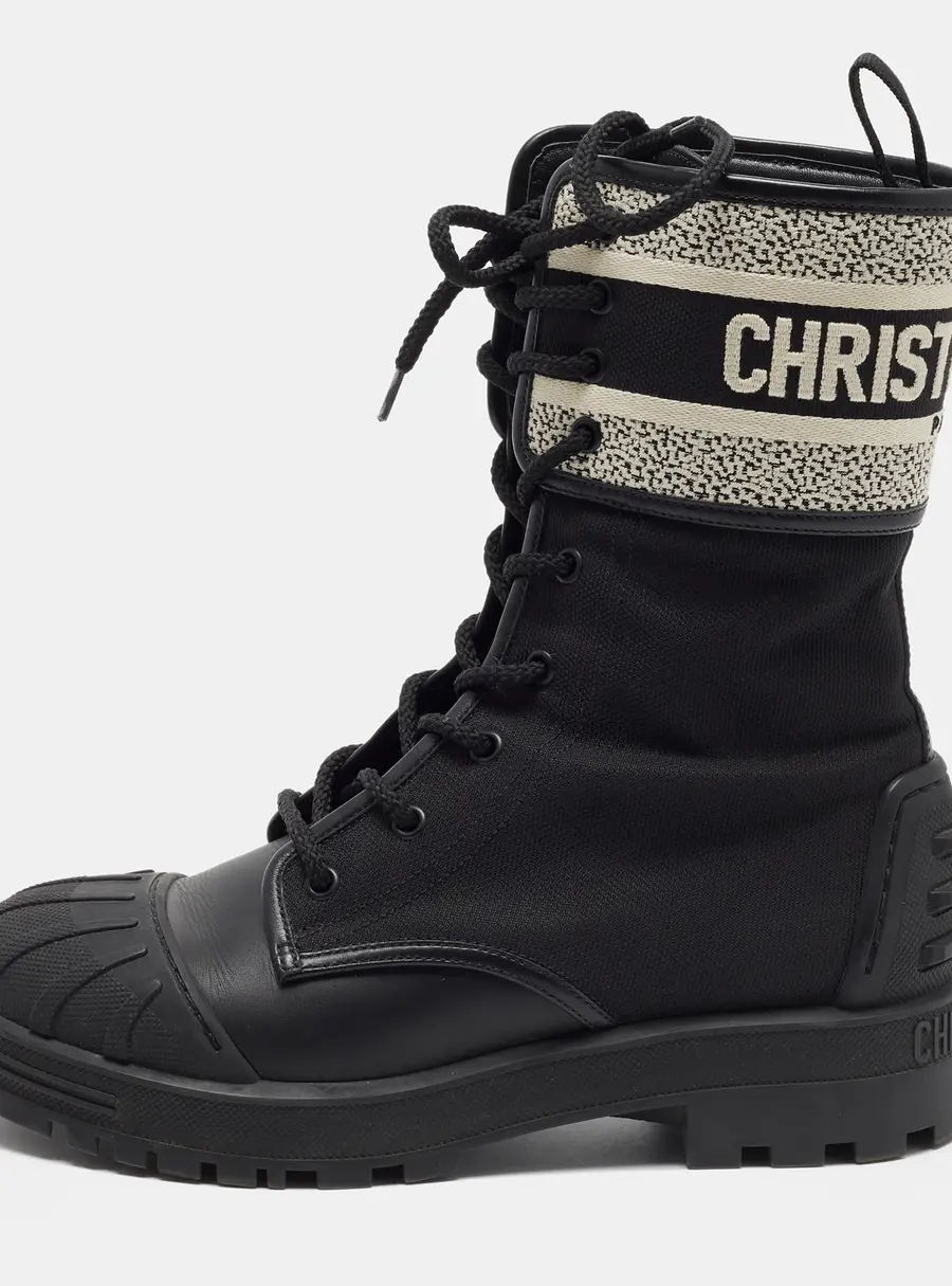 Dior D-major Size Black Canvas And Leather Combat Boots