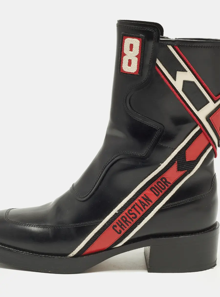 Dior Diorally Size 37 Black Leather Mid Calf Boots