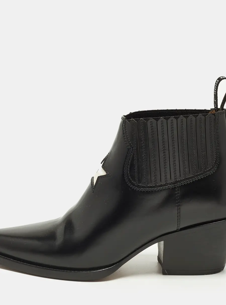 Dior Size 37.5 Black Leather Ankle Length Boots