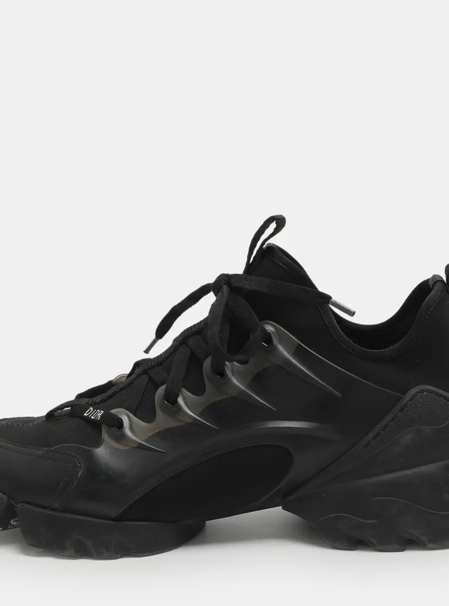 Dior D-Connect Size 39 Black Neoprene and PVC Low Top Sneakers