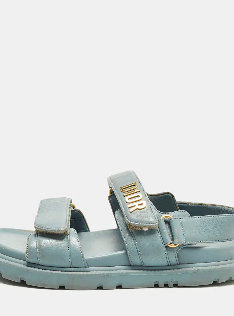 Dior Dioract Size 37 Blue Leather Slingback Sandals