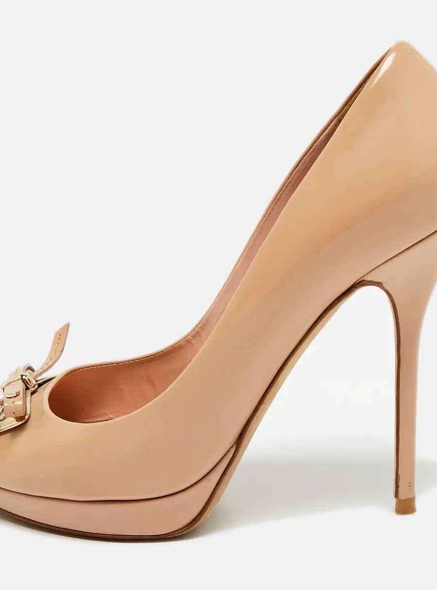 Dior Bow Size 38 Pink Leather Peep Toe Pumps