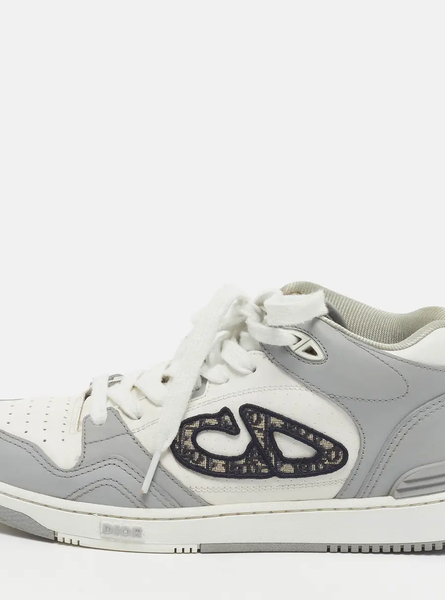 Dior B57 Dribble Size 38 White/Grey Leather Lace Up Sneakers