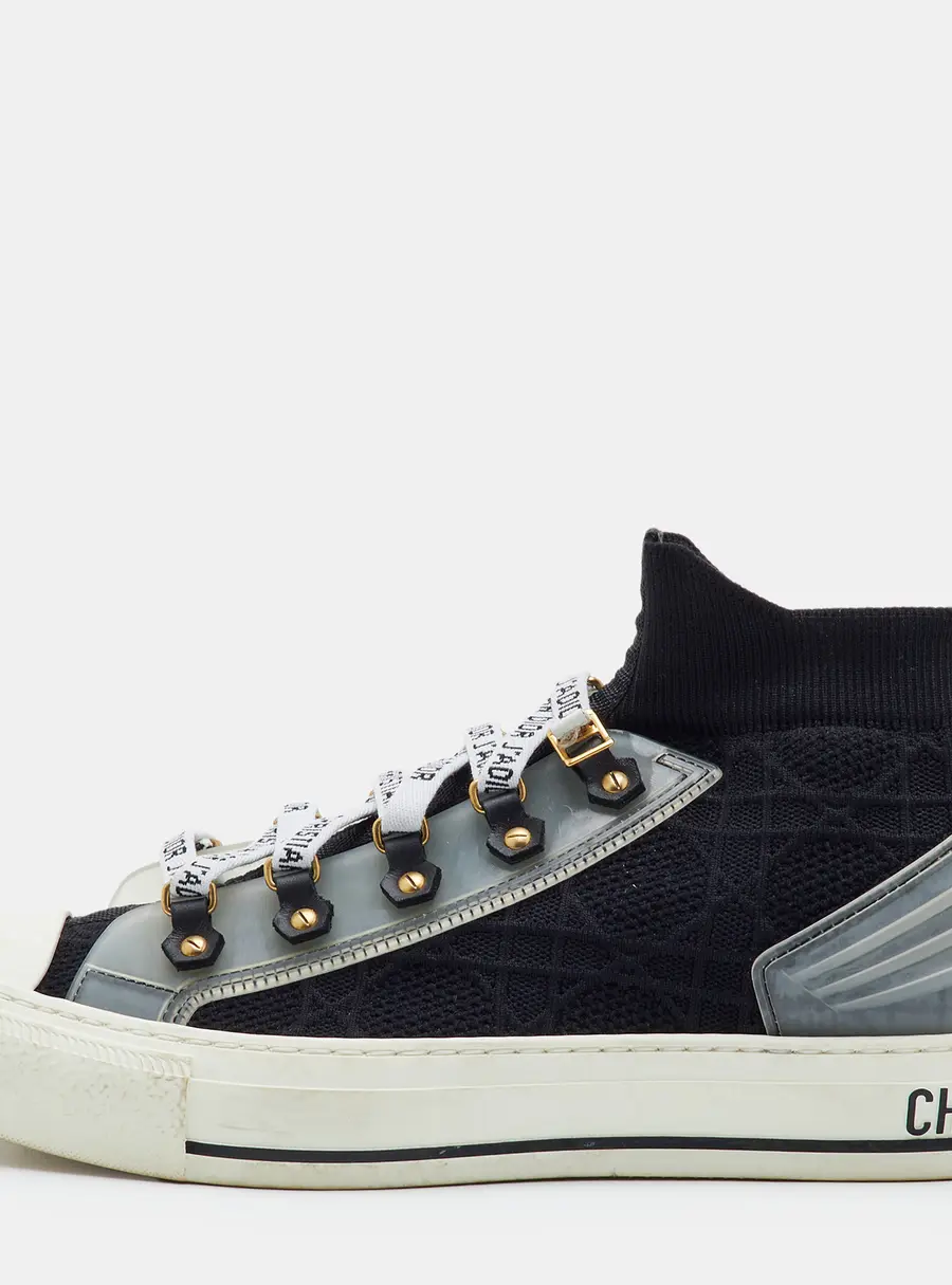 Dior Walk'n'Dior Size 39.5 Black Cannage Technical Fabric and Rubber Low Top Sneakers