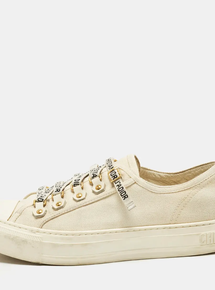 Dior Walk'n'Dior Size 38.5 White Canvas Low Top Sneakers