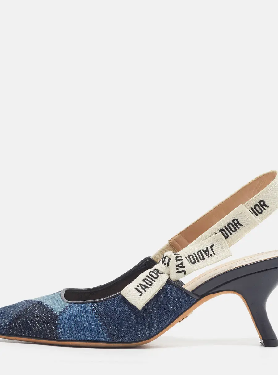 Dior J'Adior Size 39 Blue Denim Slingback Sandals