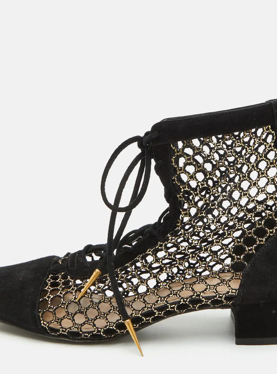 Dior D-naughitly Size 35 Black Mesh and Suede Ankle Length Boots